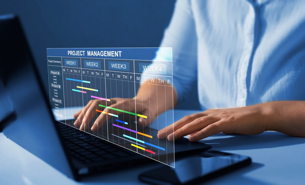 Luminate - Schedule Management illustration on a laptop computer